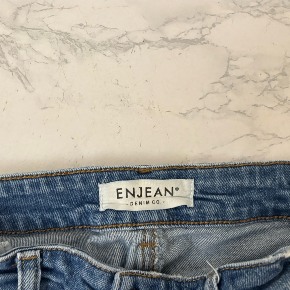 Enjean Denim Co. Jeans Womens Juniors Sz 11 BootCut Off High Waisted Blue - Picture 5 of 7